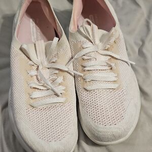 Skechers Women's Light Pink and Cream Sneakers